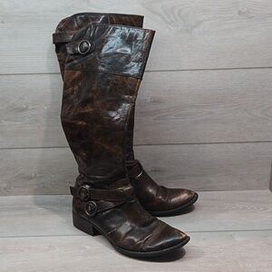 Born Women Distressed Leather Tall Riding Boots shoes sz 8